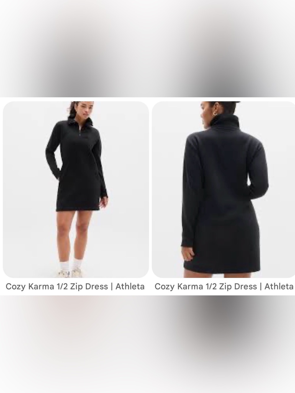 Athleta Cozy Karma 1/2 Zip Dress - Black